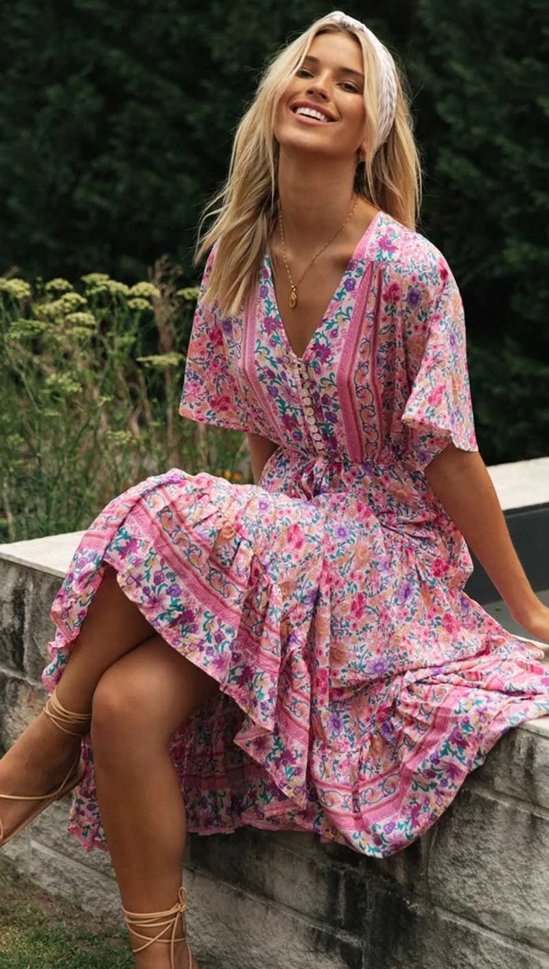 Boho Pink Long Dress sold by Boho Mood product image thumbnail 3