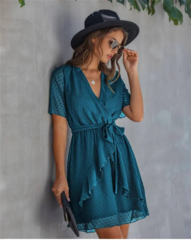 BLUE MINI DRESS WITH POLKA DOTS sold by Boho Mood
