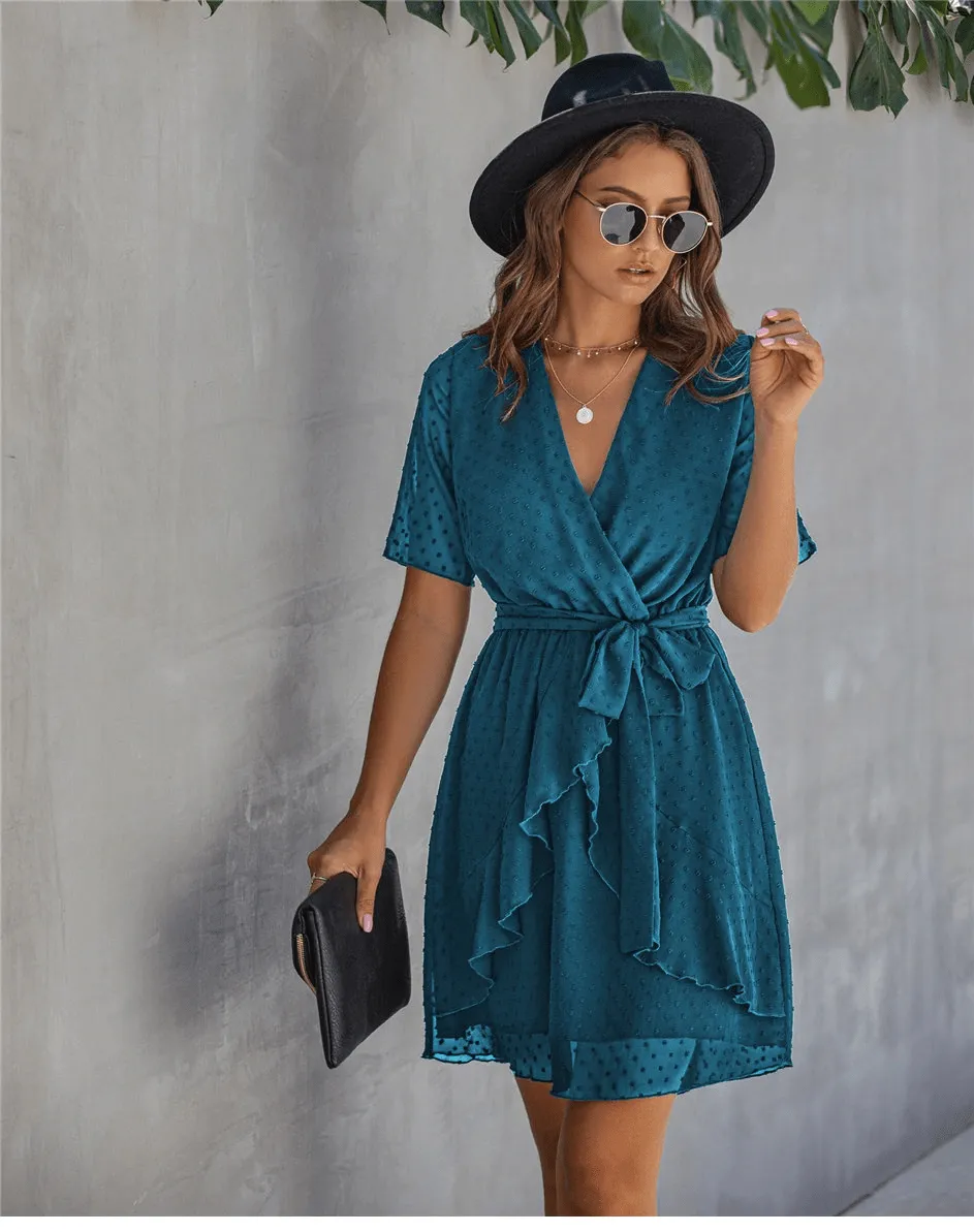 BLUE MINI DRESS WITH POLKA DOTS sold by Boho Mood product image thumbnail 3
