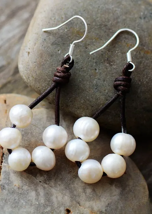Boho Pearl Dangle Earrings sold by Boho Mood product image thumbnail 2