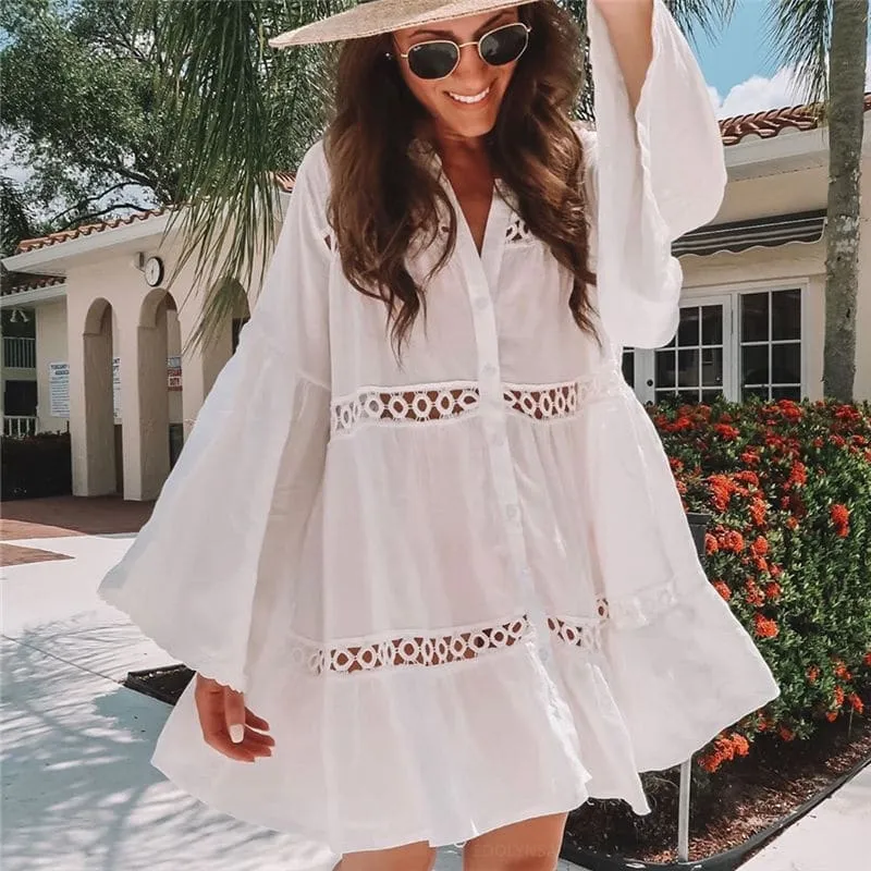 White Beachy Dress sold by Boho Mood
