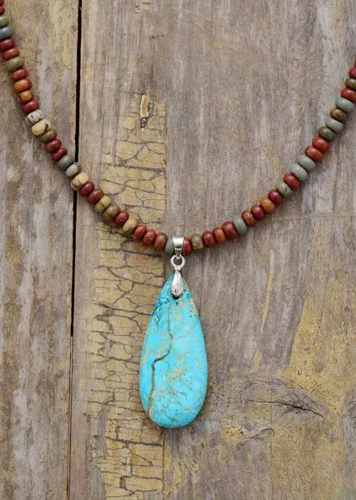 Boho Beads Stone Pendant Necklace sold by Boho Mood product image thumbnail 3