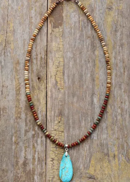 Boho Beads Stone Pendant Necklace sold by Boho Mood