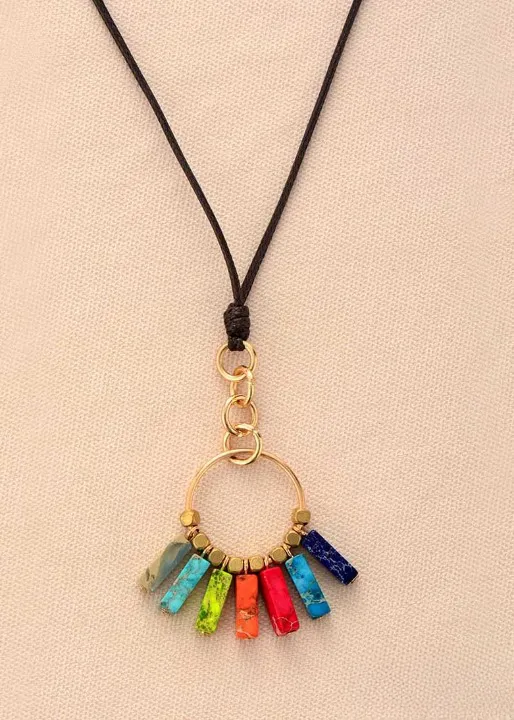 Long Boho Necklace - 7 Color Chakra Pendant sold by Boho Mood product image thumbnail 3
