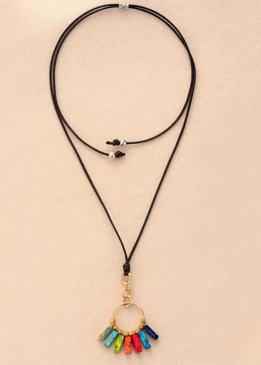 Long Boho Necklace - 7 Color Chakra Pendant sold by Boho Mood