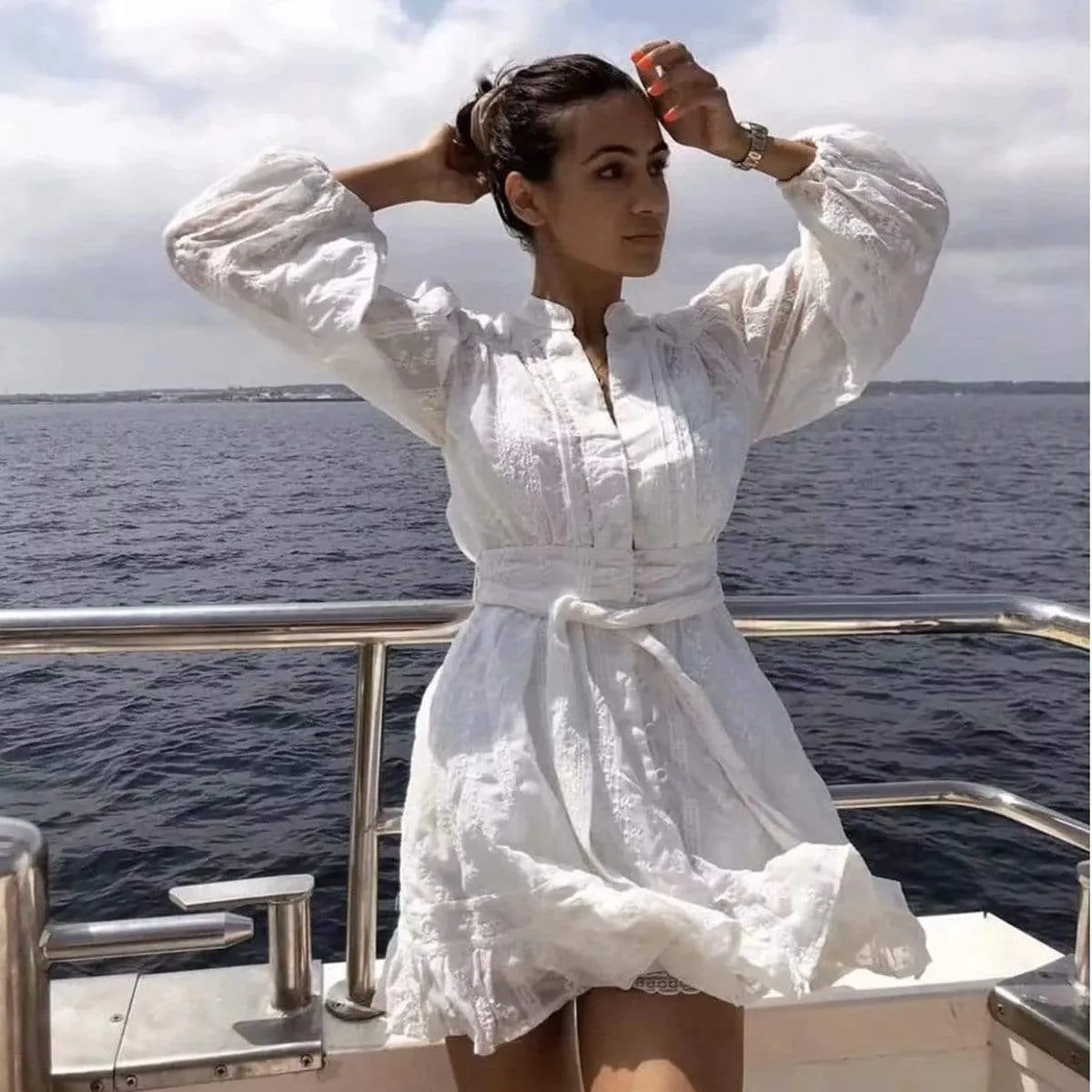 White Mini Bohemian Dress sold by Boho Mood product image thumbnail 3