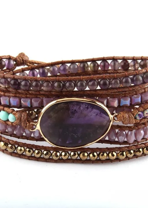 Beaded Leather Wrap Bracelet sold by Boho Mood product image thumbnail 3