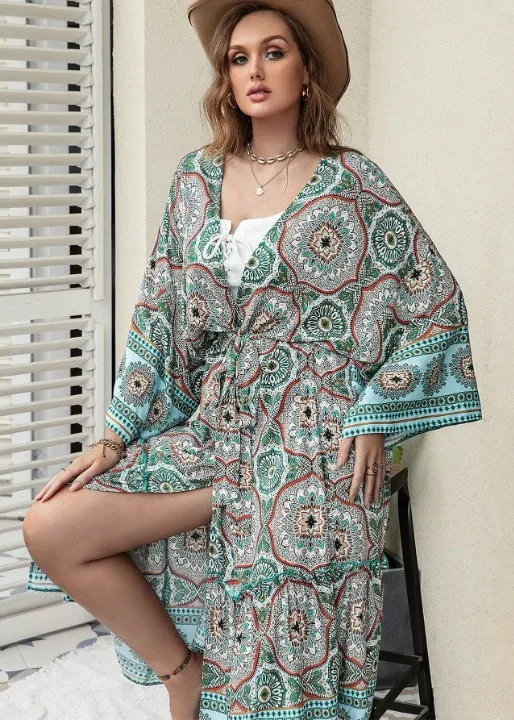 Boho Tribal Print Kimono Plus Size sold by Boho Mood product image thumbnail 3