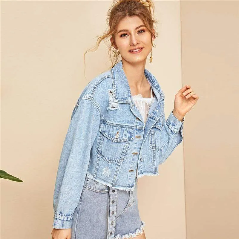 Boho Short Light Wash Denim Jacket sold by Boho Mood product image thumbnail 2