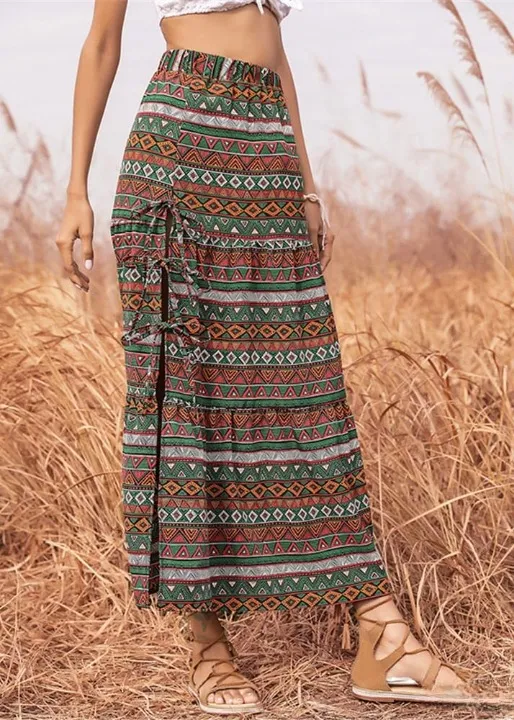 Boho Split maxi Skirt with Ethnic Print sold by Boho Mood product image thumbnail 2