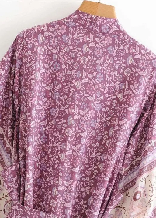 Gorgeous Long Kimono Boho Pink Floral sold by Boho Mood product image thumbnail 4