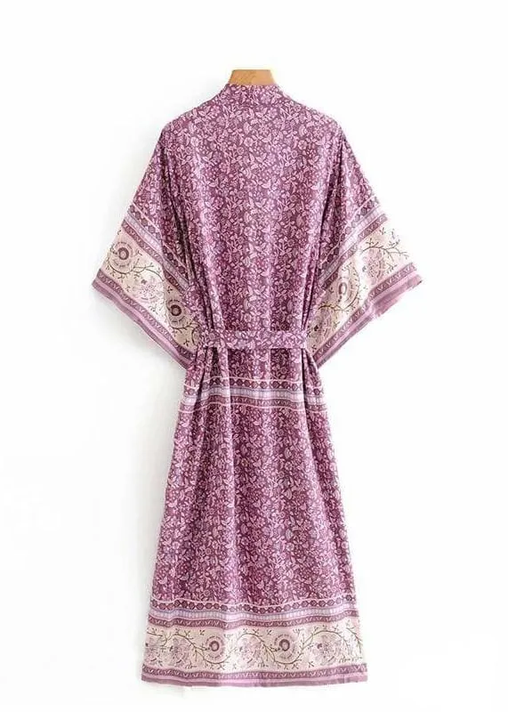 Gorgeous Long Kimono Boho Pink Floral sold by Boho Mood product image thumbnail 2