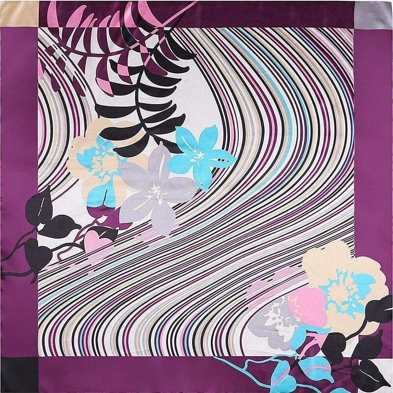 Fashionable Boho Scarf floral satin in purple sold by Boho Mood product image thumbnail 2