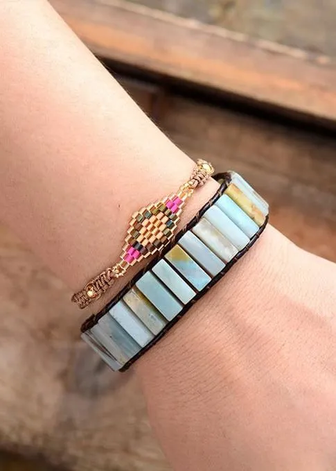 Boho Bracelets - Blue Amazonite sold by Boho Mood