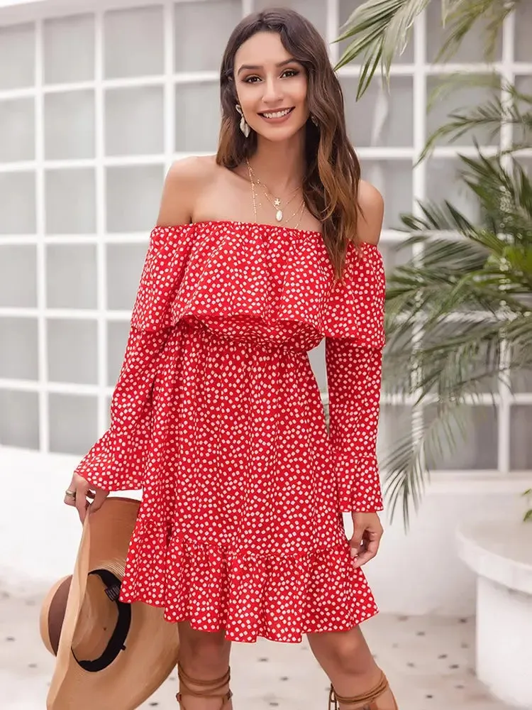 Red Boho Short Trapeze Dress sold by Boho Mood