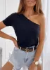Top Boho One Shoulder Design Short Sleeve Slim sold by Boho Mood