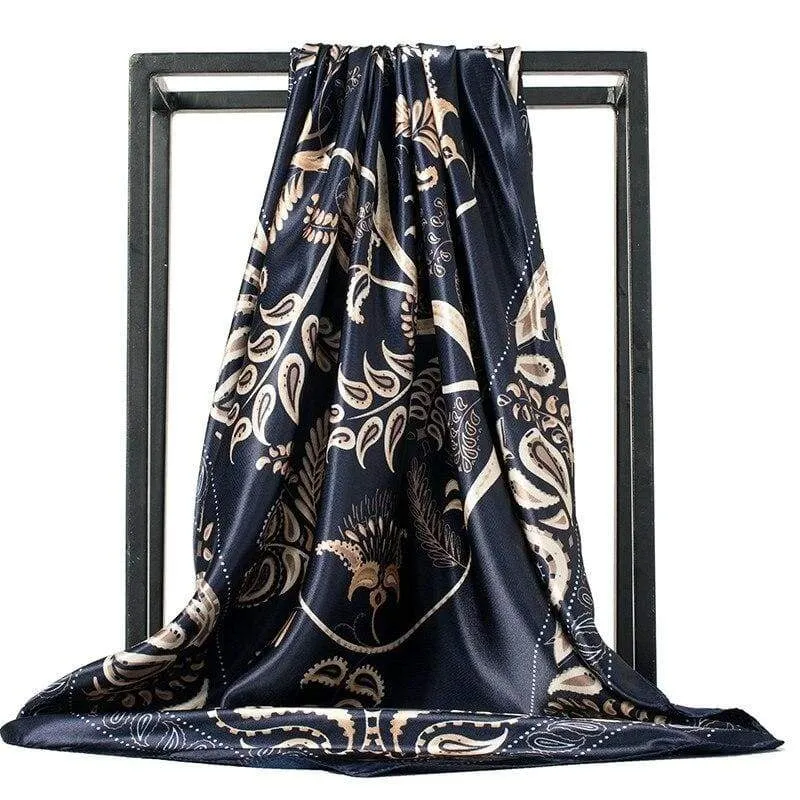 Boho Retro Navy blue Scarf with golden print sold by Boho Mood