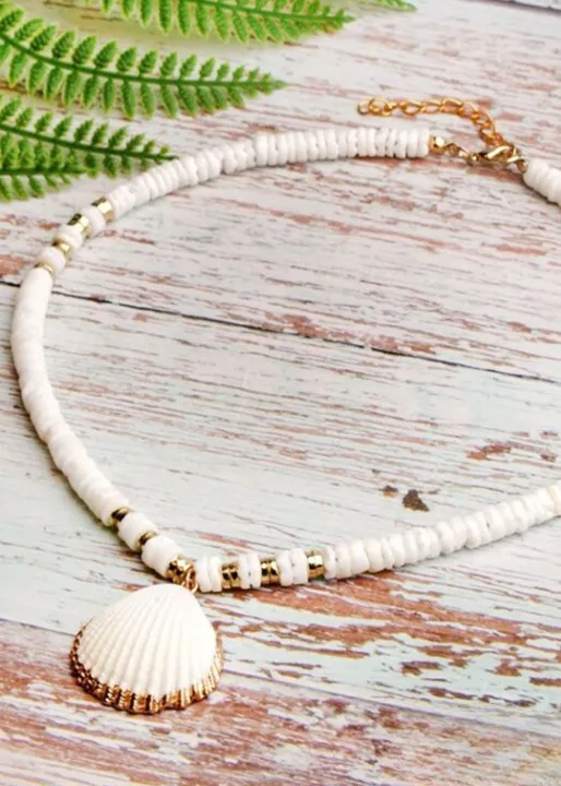 Boho Beaded Necklace - Natural Shell Pendant sold by Boho Mood product image thumbnail 2