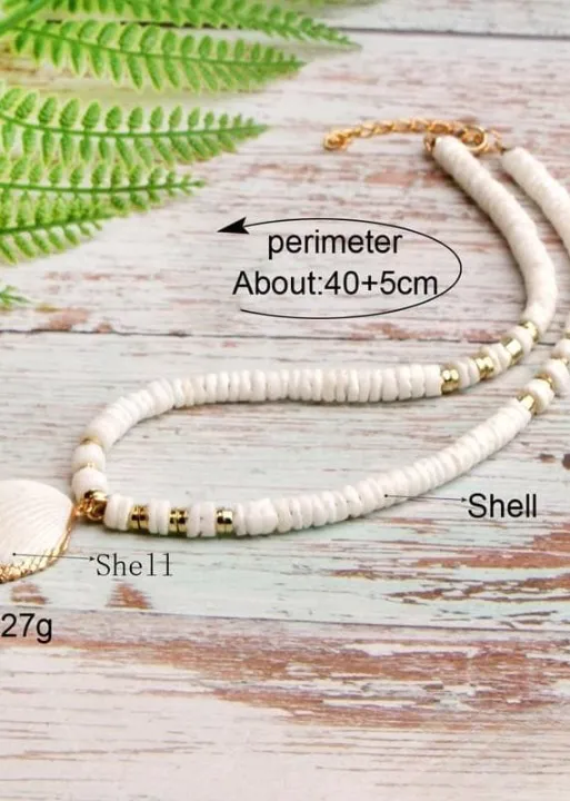 Boho Beaded Necklace - Natural Shell Pendant sold by Boho Mood product image thumbnail 3
