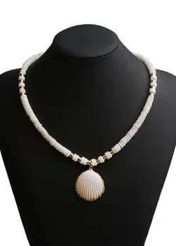 Boho Beaded Necklace - Natural Shell Pendant sold by Boho Mood