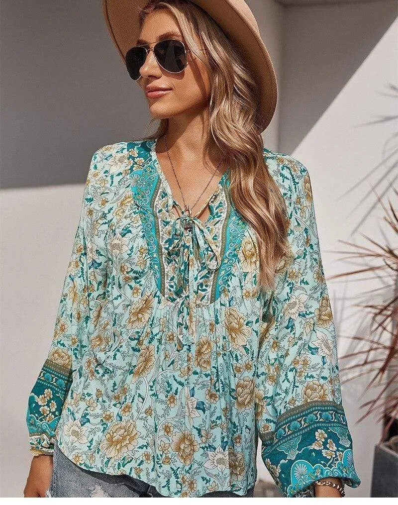 Blue Boho Blouse sold by Boho Mood