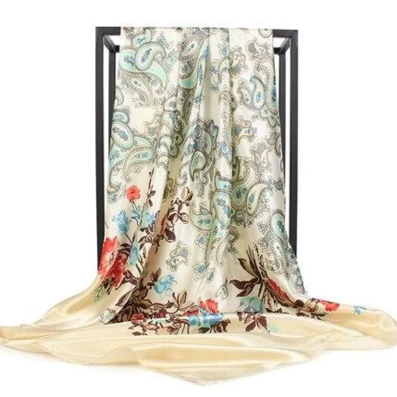 Boho antique Beige Scarf floral print sold by Boho Mood