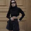 Black Boho Turtleneck Cropped Sweater sold by Boho Mood