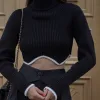 Black Boho Turtleneck Cropped Sweater sold by Boho Mood