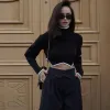 Black Boho Turtleneck Cropped Sweater sold by Boho Mood