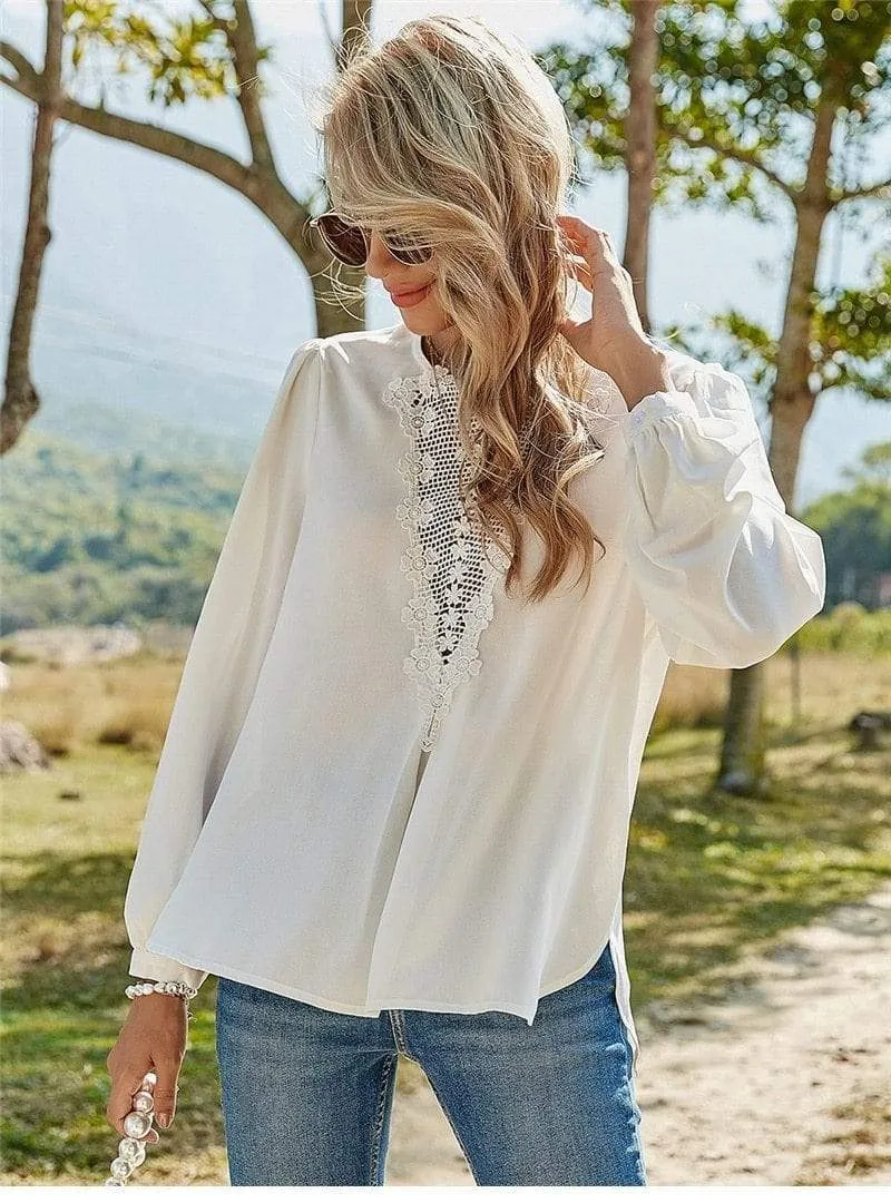 Boho Chic White Lace Blouse sold by Boho Mood product image thumbnail 2