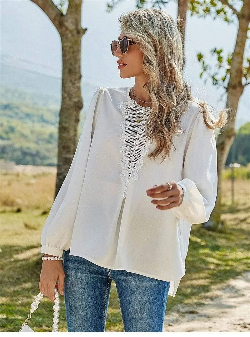 Boho Chic White Lace Blouse sold by Boho Mood