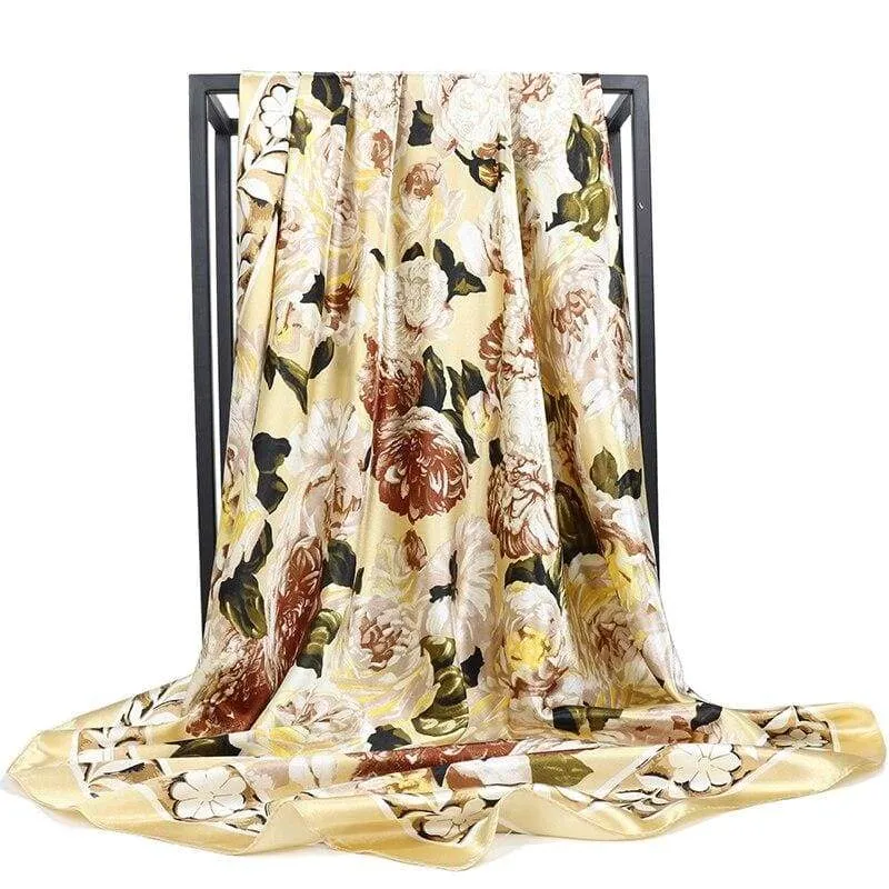 Beige Boho retro Scarf with floral print sold by Boho Mood