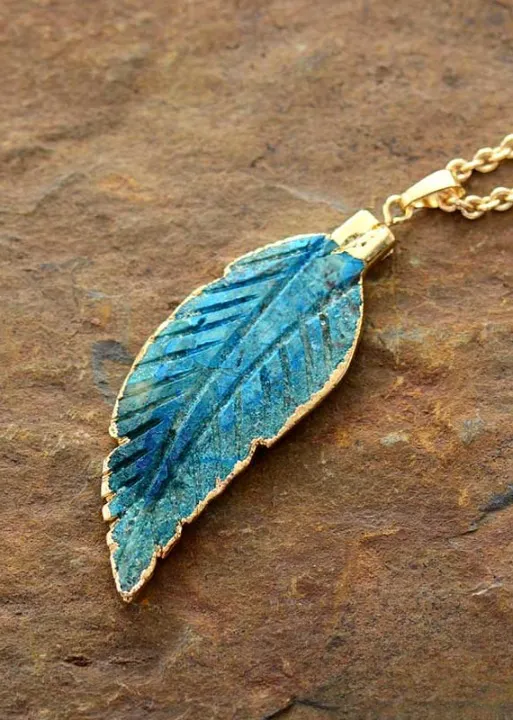 Boho Gold Necklace Leaf Pendant sold by Boho Mood product image thumbnail 3