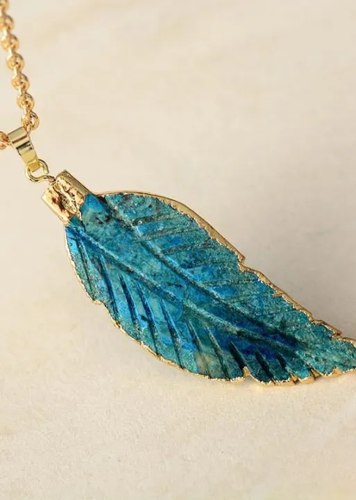 Boho Gold Necklace Leaf Pendant sold by Boho Mood product image thumbnail 2