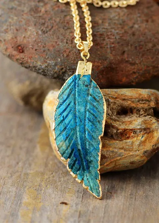Boho Gold Necklace Leaf Pendant sold by Boho Mood product image thumbnail 4