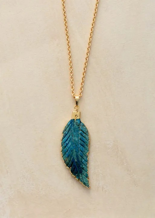Boho Gold Necklace Leaf Pendant sold by Boho Mood