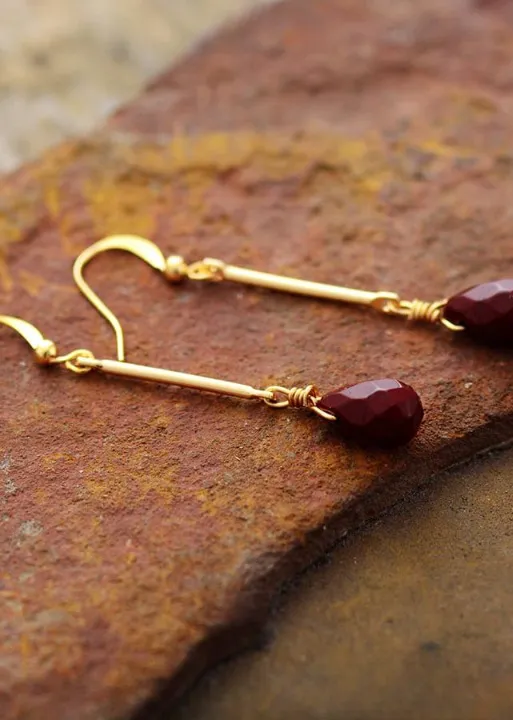 Gold Boho Earrings Red Jaspers sold by Boho Mood product image thumbnail 3