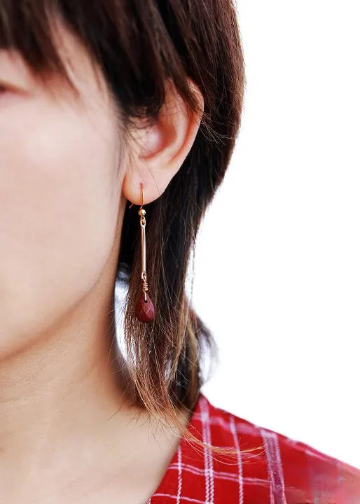 Gold Boho Earrings Red Jaspers sold by Boho Mood product image thumbnail 5