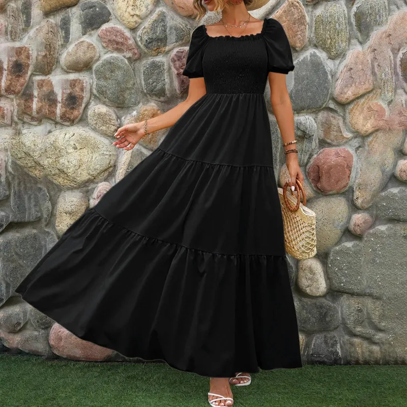 Black Pleated Maxi Dress sold by Boho Mood