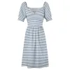 Mini Bohemian Dress with Blue and White Stripes sold by Boho Mood