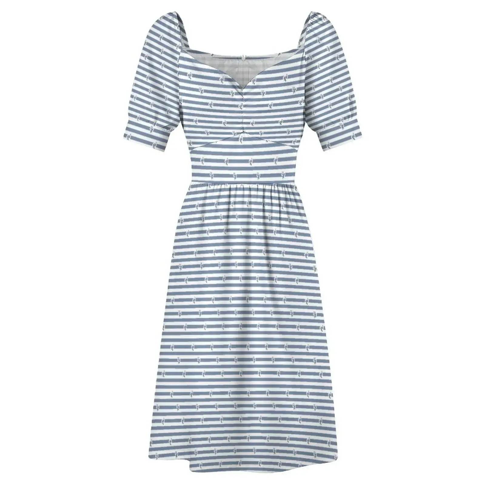 Mini Bohemian Dress with Blue and White Stripes sold by Boho Mood product image thumbnail 4