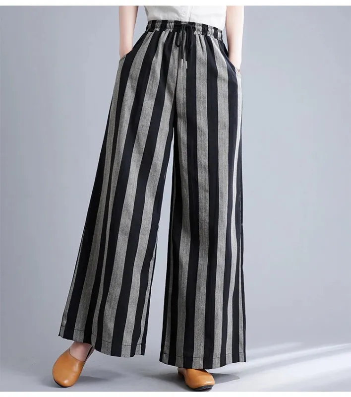 Boho Fluid Striped Split Black Pants sold by Boho Mood