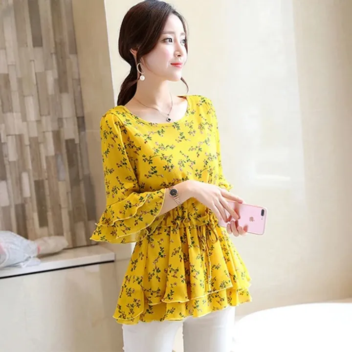 Boho Yellow Flowered Blouse sold by Boho Mood