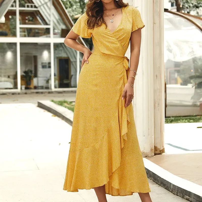 Boho Chic Long Dress in Yellow sold by Boho Mood