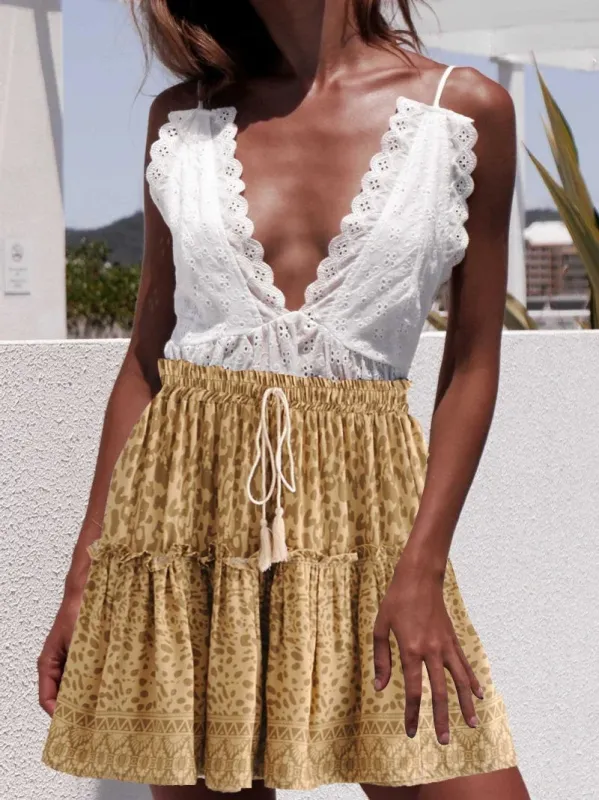 Boho flared Mini Skirt leopart pattern sold by Boho Mood