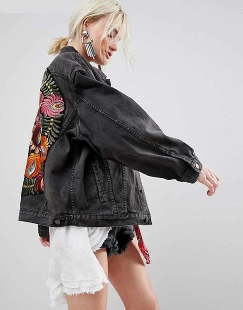 Black Boho Denim Jacket sold by Boho Mood product image thumbnail 2