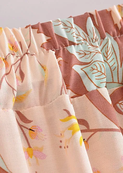 Boho Beige maxi Skirt with floral pattern with slits sold by Boho Mood product image thumbnail 5