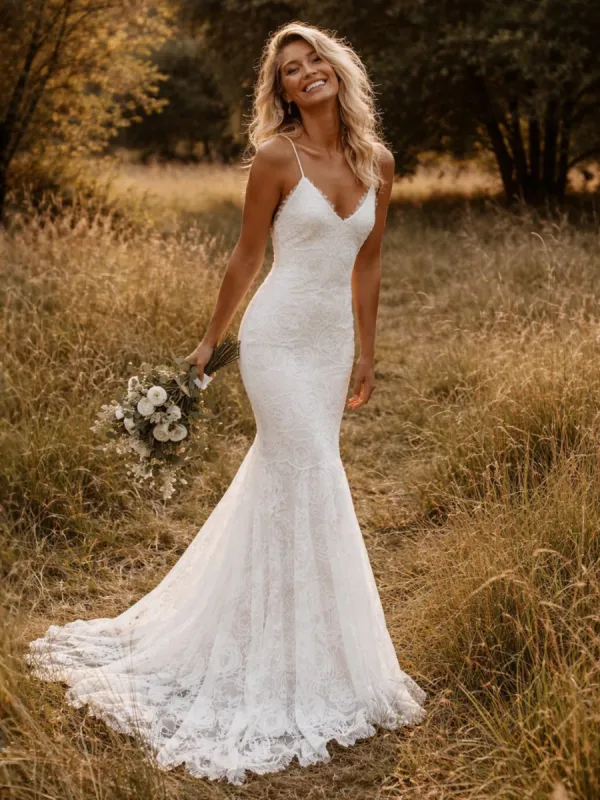 Boho Mermaid Wedding Dress sold by Boho Mood