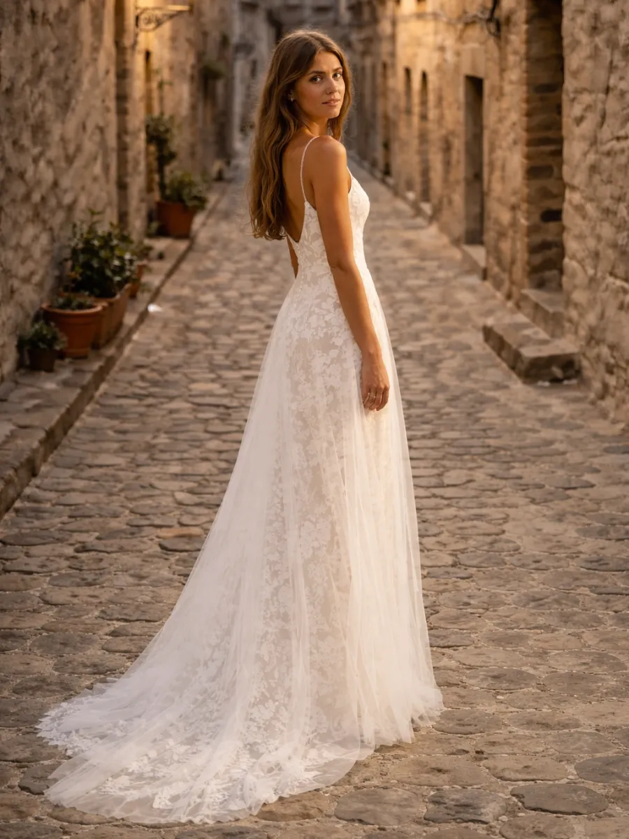 Boho Strap Wedding Dress sold by Boho Mood product image thumbnail 2