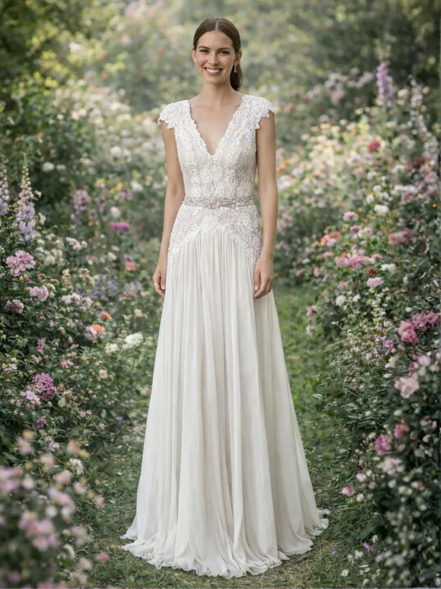 Boho V-Neck Wedding Dress sold by Boho Mood